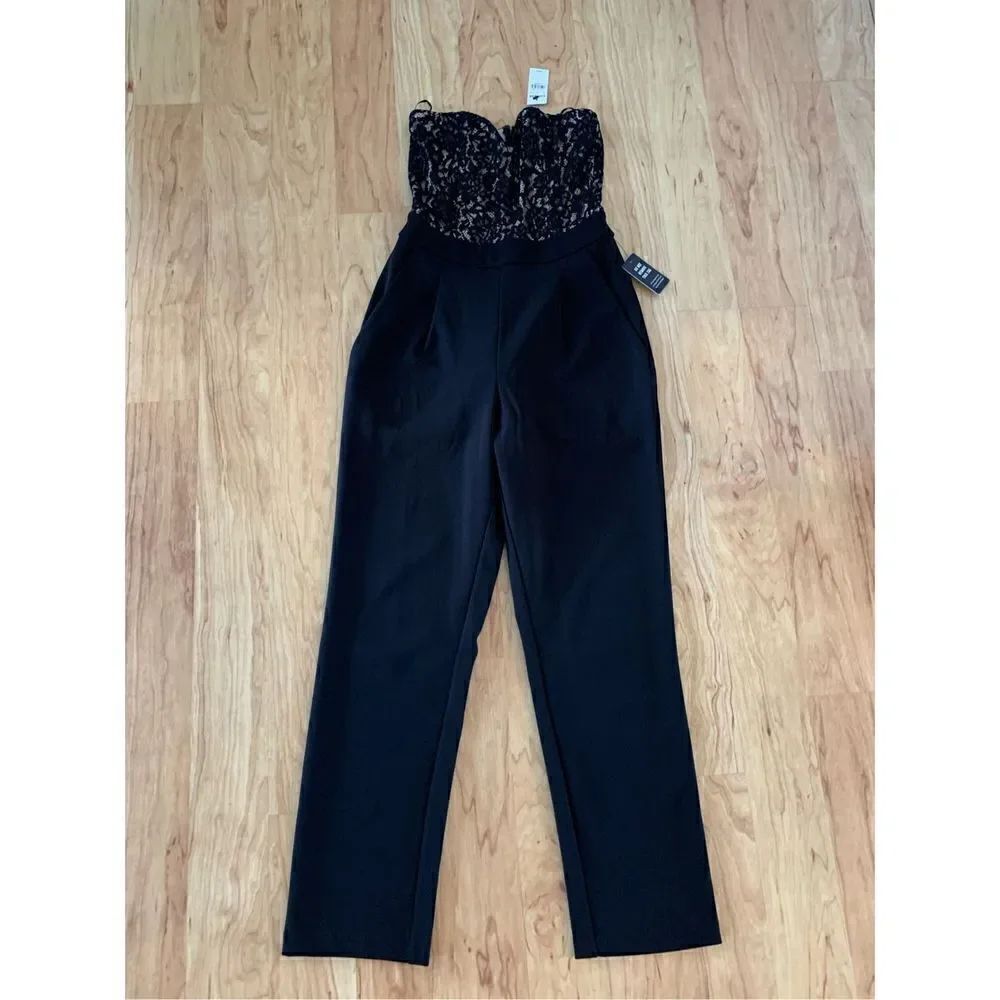 Express lace black romper size 2 long pant suit